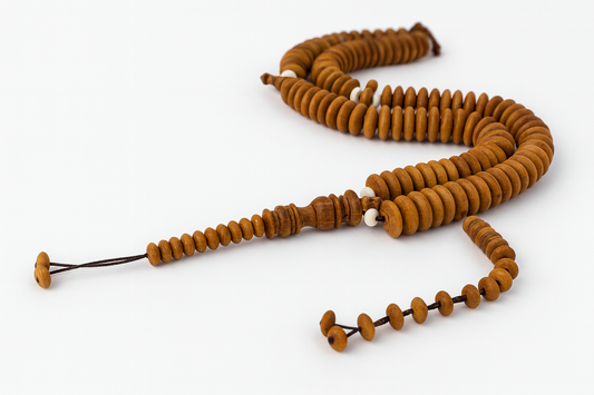 مسبحة المنجور المطعم بالأبانوس والكوك والعظم  - مسبحة القمة - ١٠٠ حبة DHIKR