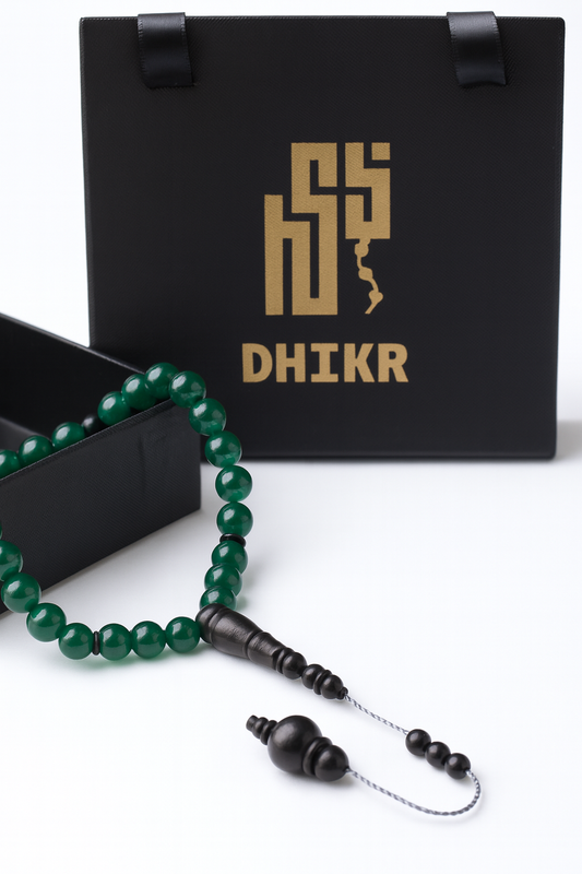 مسبحة حجر العقيق الأخضر  - مسبحة المدينة - 33 حباية DHIKR