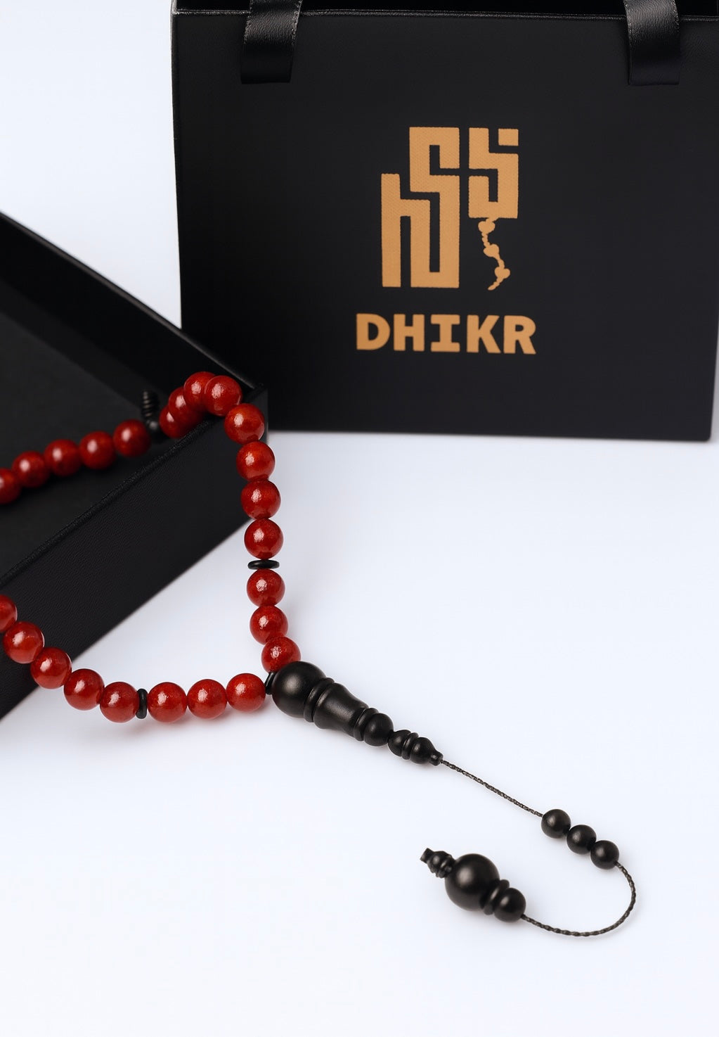 مسبحة حجر العقيق الأحمر  - مسبحة الحمراء - 33 حباية DHIKR