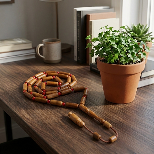 مسبحة الكوك الطبيعي المزين بالأحجار - مسبحة الأضالة - ٣٣ حبة