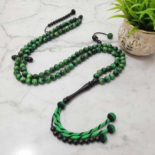 مسبحة عين النمر الأخضر  - مسبحة الغابة - ١٠٠ حبة DHIKR