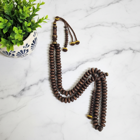 مسبحة الفنجي المطعم بالنحاس  - مسبحة الليل - ١٠٠ حبة DHIKR