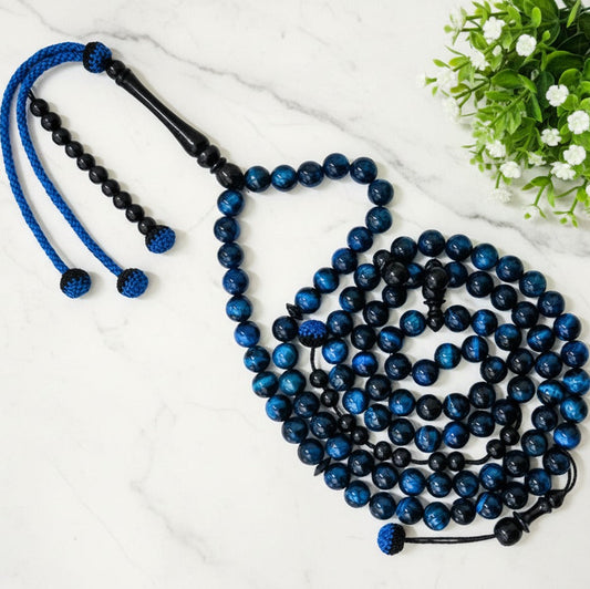 مسبحة عين النمر الأزرق  - مسبحة المحيط - ١٠٠ حبة DHIKR